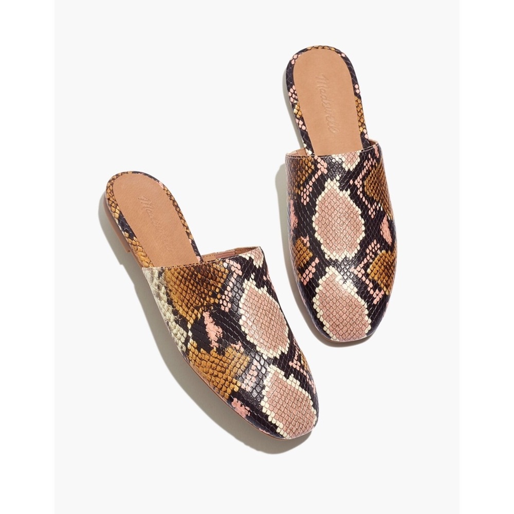 Madewell The Cory Mules Snake Embossed Leather in Forgotten Petal Multi sz 7